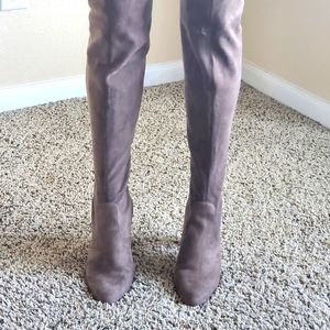 Steve Madden 5 inch thigh high suede boots, taupe